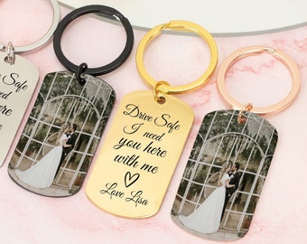 Personalized Drive Safe Keychain,Custom Photo Keychain,Keyring,Anniversary Gifts,Gifts for Him,Husband Gifts,Birthday Gifts,New Car Gifts