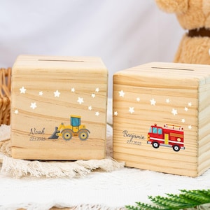 Personalized Children Money Box with Name,Wooden Baby Money Box,Kids Piggy Bank,Baptism Gift for Boy,Christening Gift,Birthday Gift for Kids