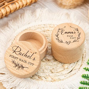 Caja para el primer rizo, recuerdo de mechón de pelo, caja para el primer corte de pelo con nombre, regalo para recién nacido, regalo de bautizo, baby shower, regalos para recién nacidos