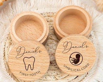 Baby Umbilical Cord Box, Baby Tooth Box, Baby First Haircut Box, Wooden First Haircut Holder, Ideal Gift for Kids, New Parents & Baby Shower