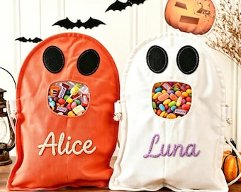 Personalized Halloween Candy Basket, Name Trick or Treat Bag, Kids Halloween Bucket, Cute Boo Basket, Reusable Candy Tote, Halloween Gift
