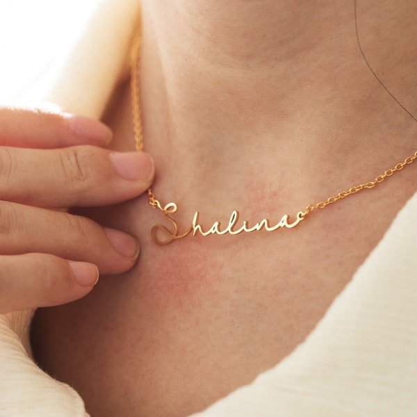 Collar con nombre personalizado, collar de oro personalizado, collar de plata, regalo de joyería para ella, regalo de aniversario, regalo para esposas amigas, regalos de boda
