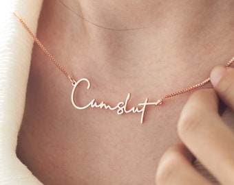 Collar con nombre de firma, collar con nombre de oro personalizado con cadena de caja, joyería con nombre personalizado hecha a mano, regalo para ella, collar para madres