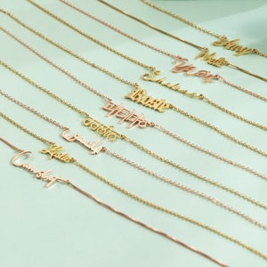 Collana con nome esclusivo, collana con nome in oro personalizzata con catena a scatola, gioielli con nome personalizzato fatti a mano, regalo per lei, collana per madri immagine 4