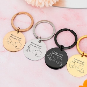 Custom Two Map Keychian for Couple,Long Distance Relationship Gift,Gift for Her/Him,moving abroad gift keychain,Miss You Gift,Leaving Gift