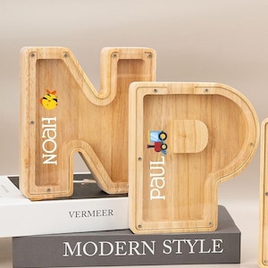 Alcancía personalizada, Banco para niños, Caja de dinero, Regalo de alcancía personalizado para niños, Alcancía con nombre, Caja de efectivo de madera, Regalo de cumpleaños para niños
