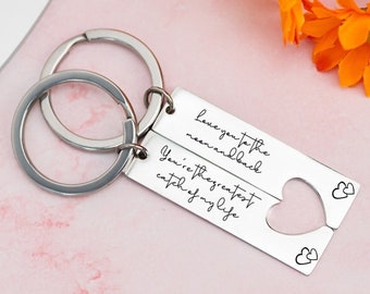 Custom Couple Keychain,Heart Keychain Set,Engraved Keychain,1st Anniversary Boyfriend Gift,Girlfriend Gift Idea,Couples Gift Pair of Keyring