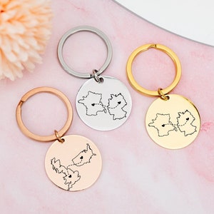 Porte-clés pour relation à distance, cadeau d'amitié à distance, porte-clés de campagne, cadeau pour petit ami, petite amie, famille à distance