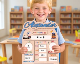 Customized First and Last Day School Sign, Kid Back to School Sign, Kindergarten 1st Day of School Sign, Last Day School Wooden School Board