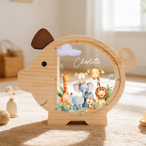 Wood Piggy Bank Gift, Money Box Coin Bank, Montessori Savings Jar, Birthday Gift for Children, Unique Kids Banks, Custom Piggy Bank for Kids