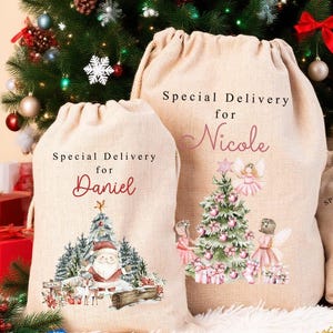 Saco de Papá Noel grande personalizado, bolsa de regalo de Navidad personalizada, bolsa de regalo de Navidad, regalo de Nochebuena, bolsa de Papá Noel, regalo para niños, saco de primera Navidad