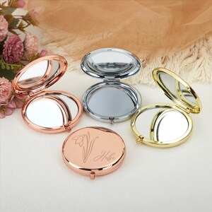 Miroir compact personnalisé, miroir de fleur de naissance, miroir de poche birdesmaid, cadeaux pour elle, cadeaux de meilleur ami, cadeaux danniversaire, cadeaux de mariage image 4