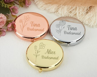 Custom Bridesmaid Mirror,Personalized Wedding Mirror with Name,Women Pocket Mirror,Gifts for Her,Birthday Gifts,Wedding Gifts,Friend Gifts