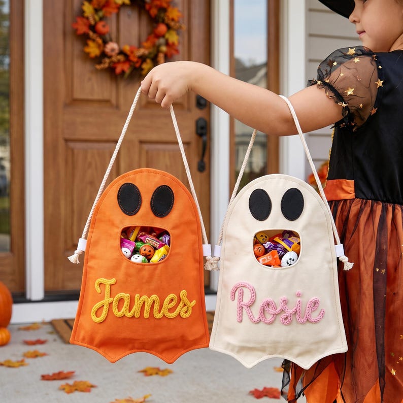 Halloween Ghost Trick or Treat Bag, Custom Halloween Candy Bag, Kids ...