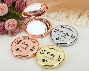 Personalized Bridesmaid Mirror with Name,Bridesmaid Pocket Mirror,Wedding Gifts,Gifts for Women,Gifts for Mom,Birthday Gifts,Friends Gifts