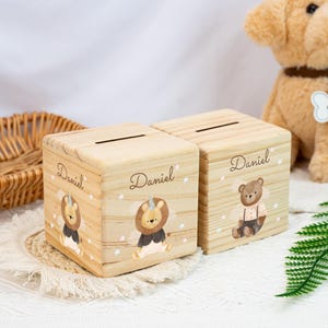 Personalized Piggy Bank with Name, Kids Coin Bank, Wooden Piggy Bank Gift, Kids Birthday Gift, Nursery Decor, Money Bank for Boys and Girls image 3