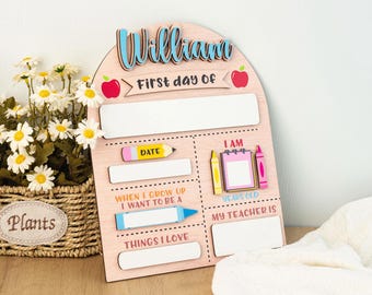 Custom First Day of School Sign,Back to School Sign,Last Day of School Sign,First Day of Kindergarten,1st Day of Preschool,Kids School Sign
