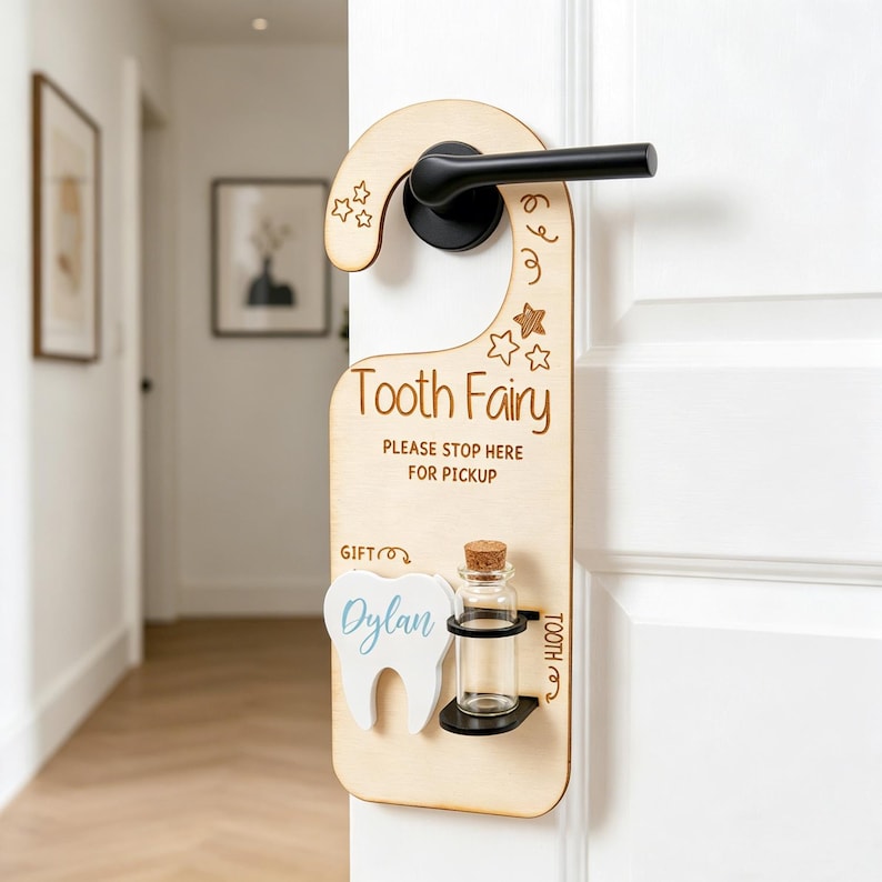Personalized Tooth Fairy Door Hanger, Tooth Fairy Pick up and Drop Off ...