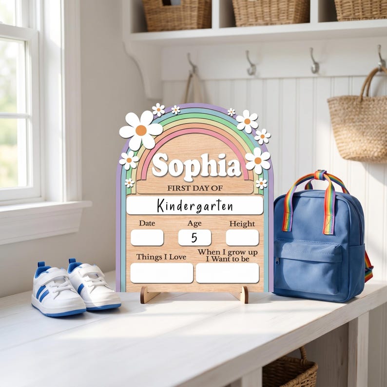 First Day of School Sign, Last Day of School Board, First Day of Kindergarten Sign, Back to School Sign, First & Last Day School Photo props Bild 5
