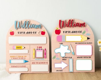 First Day of School Sign, Last Day of School Sign, Back to School Sign, Kindergarten Wooden School Board for Kids, Back to School Photo Prop