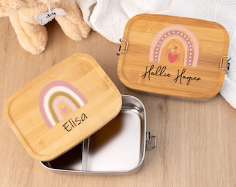Personalized Rainbow Lunch Box for Children, Back To School Gift, Kids Snack Box with Name, Stainless Steel Lunch Box,Boy Girl Birthday Gift
