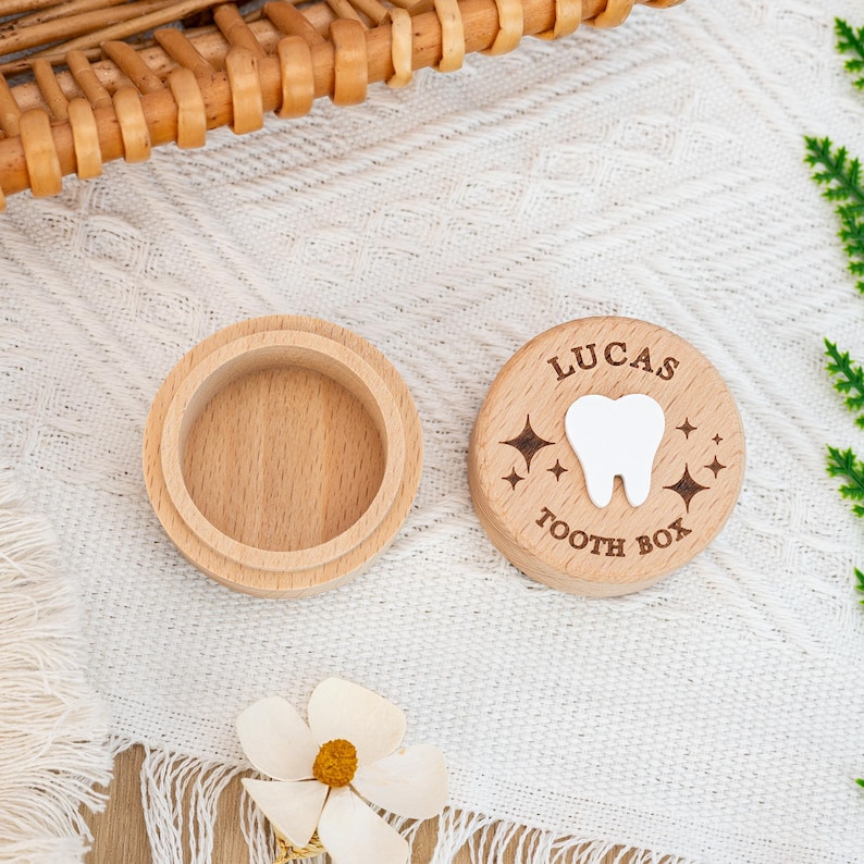 Custom Name Tooth Fairy Box,Personalized Wooden Tooth Fairy Coin Box,Boy Girl Tooth Box Keepsake,Kids Birthday Gifts,Baby Shower Gift image 5