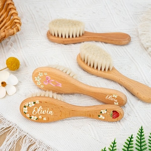 カスタム刻印入りベビーヘアブラシ、パーソナライズされた木製ヘアブラシ、新生児、子供、新米ママへのギフト、姪、孫娘へのギフトに最適