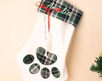 Personalized Pet Stockings,Custom Christmas Stocking,Dog Cat Paw Stocking,Holiday Stockings,Christmas Gift,2024 Family Stocking,Xmas Decor