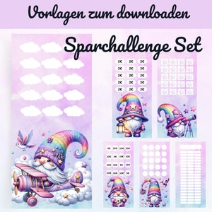 Savings challenge set gnome | digital download | Savings challenge A6 Zipper format | Envelope method | Templates to save money | Budgeting A6 to save