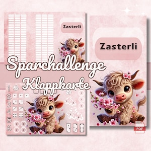 Biglietto pieghevole sfida risparmio A6 | download digitale | Bilancio | Modello di risparmio in formato PDF, raccoglitore di budget, tasche con cerniera, modello per risparmiare denaro in formato A6 | bilancio