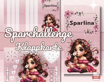 Sparlina Budget Challenge | Savings Challenge Folding Card A6 | Budget Binder Template | Digital Download | Envelope Method for Saving Money | Savings Game
