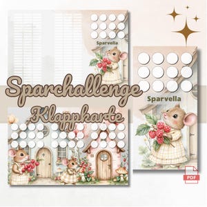Sparvella Savings Challenge A6 | Budget Binder Template PDF for Envelope Method to Save Money | Digital Savings Challenge Card for A6 Clear Plastic Sleeves