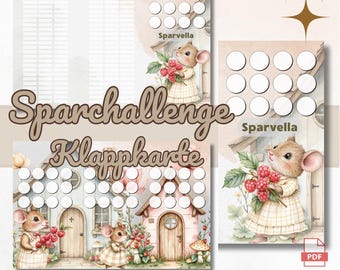 Sparvella Savings Challenge A6 | Budget Binder Template PDF for Envelope Method to Save Money | Digital Savings Challenge Card for A6 Clear Plastic Sleeves