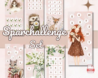 Savings Challenge Set PDF | Cottage Savings Templates | Envelope Method Print Templates | A6 Budget Binder Savings Templates | Budgeting