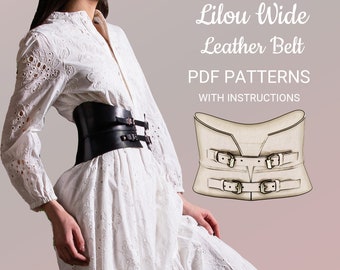 Digital Pattern Corset PDF,  Women Leather Wide Belt, Leather Clothes, Hourglass Waist, Wasp Waist, Buckle, all 10 Sizes, Fashionable, DIY