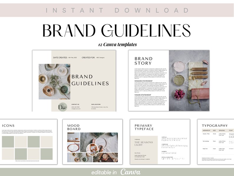 Brand Guideline Templates for CANVA / CANVA Branding Templates / Logo