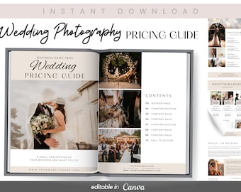 Wedding Photography Pricing Guide - Digital Canva Template - Photographer Welcome Guide Packet - Client Guide Design for Canva