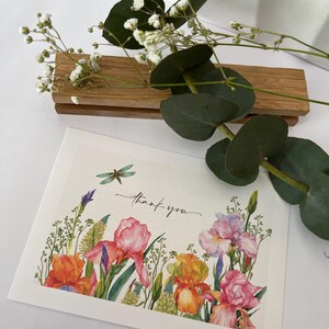 Conjunto de 4 postales de agradecimiento con aspecto de acuarela