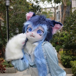 Kig Head Fursuit,Furry Head,White Cat Mask, Mask King Cat Mask Furry Cosplay Mask Head ,Cosplay Animal mask Birthday gift.