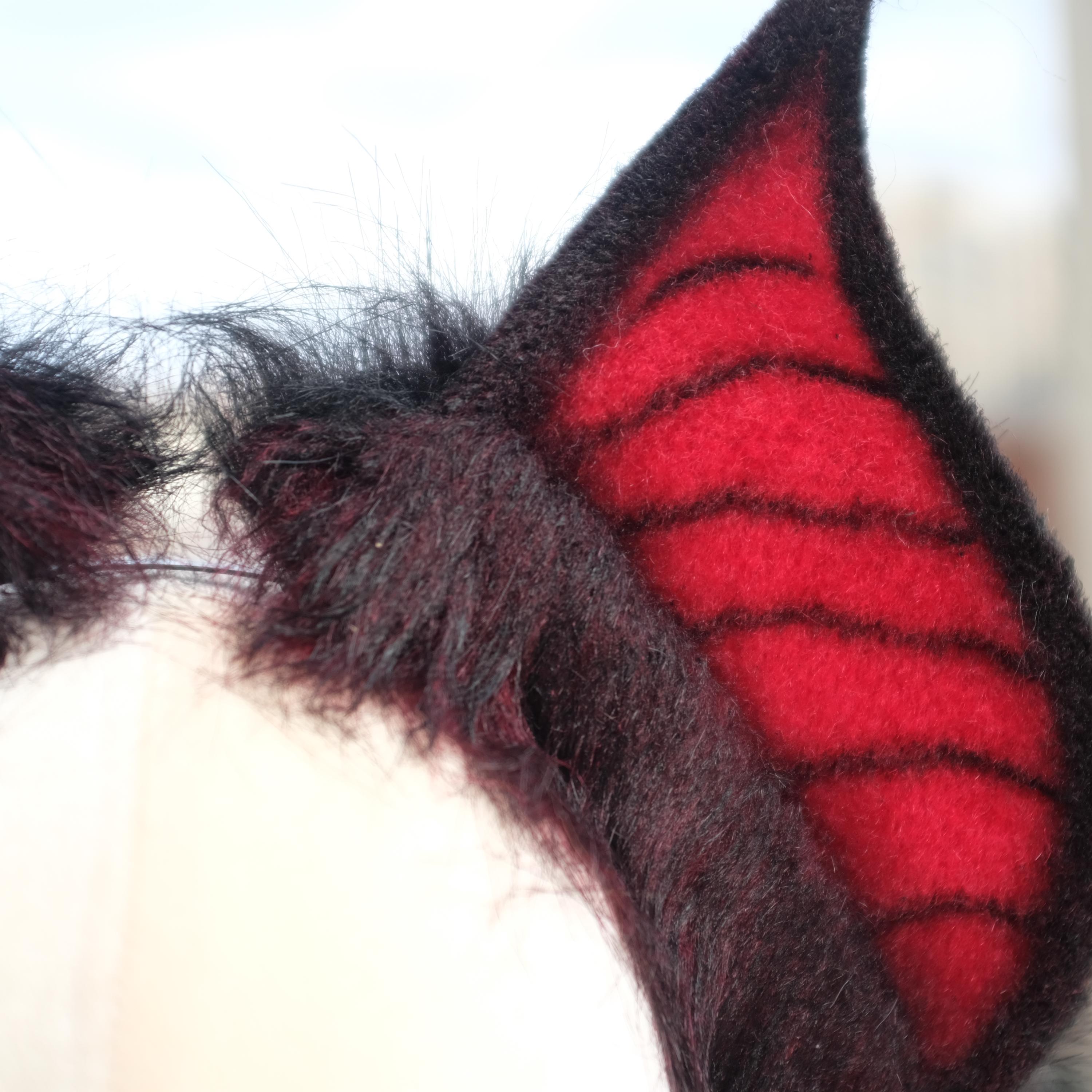 Costume Diavolo Halloween - Fascia Orecchie Pipistrello E Coda In Finta Pelliccia