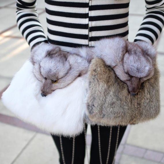 Cute Furry Bag Fox/faux Fox Bag/christmas Gift/handmade Bag/furry
