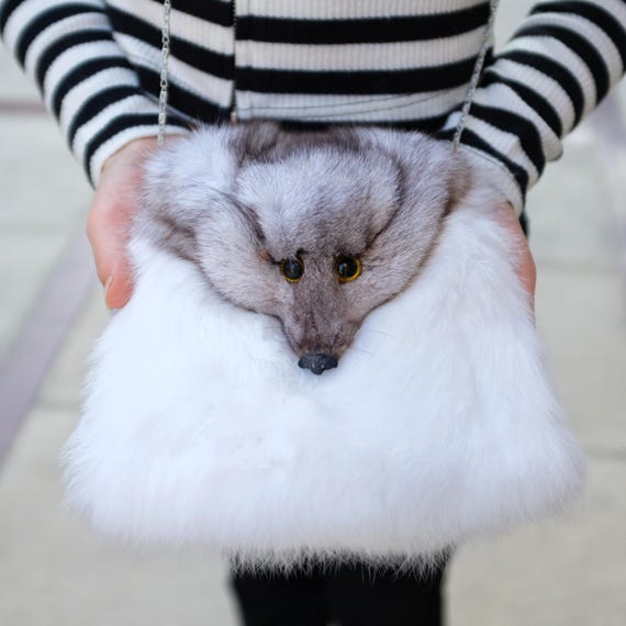 Cute Furry Bag Fox/faux Fox Bag/christmas Gift/handmade Bag/furry