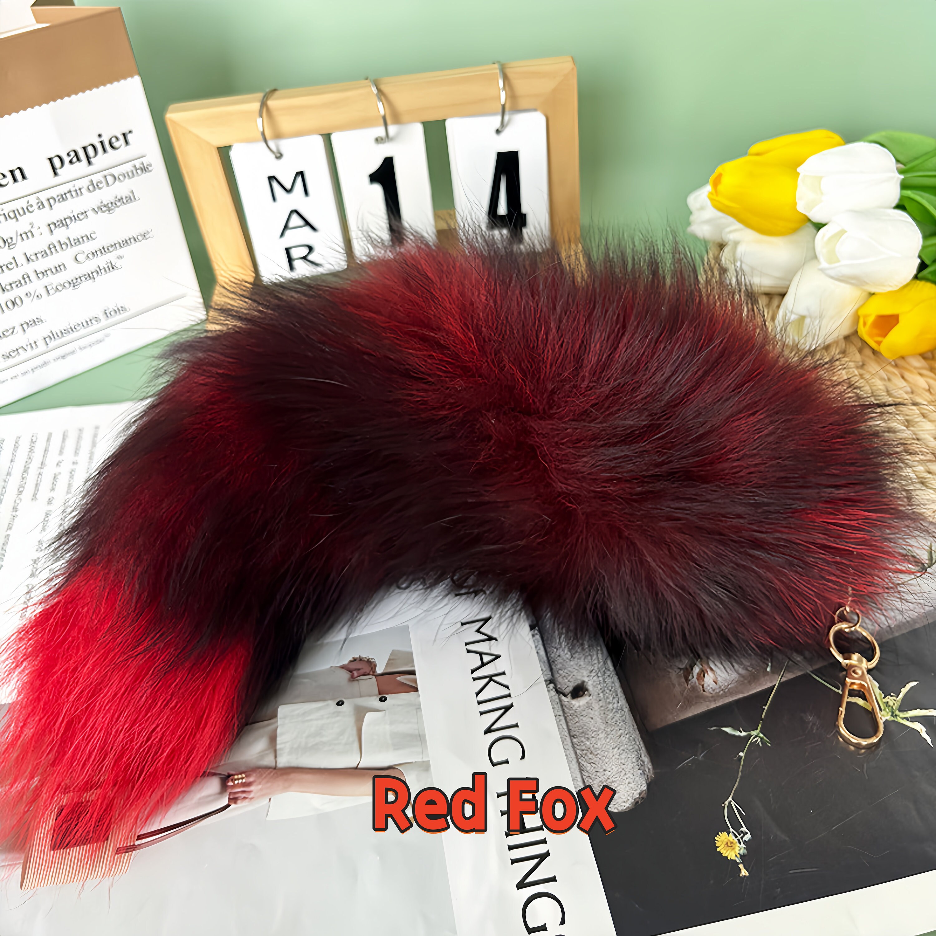 Porte-clés Queue D'animal Réaliste - Longueur 40 Cm - Matériau Doux, Fermoir Métal - Pour Sac à Dos, Cosplay, Décoration - 5
