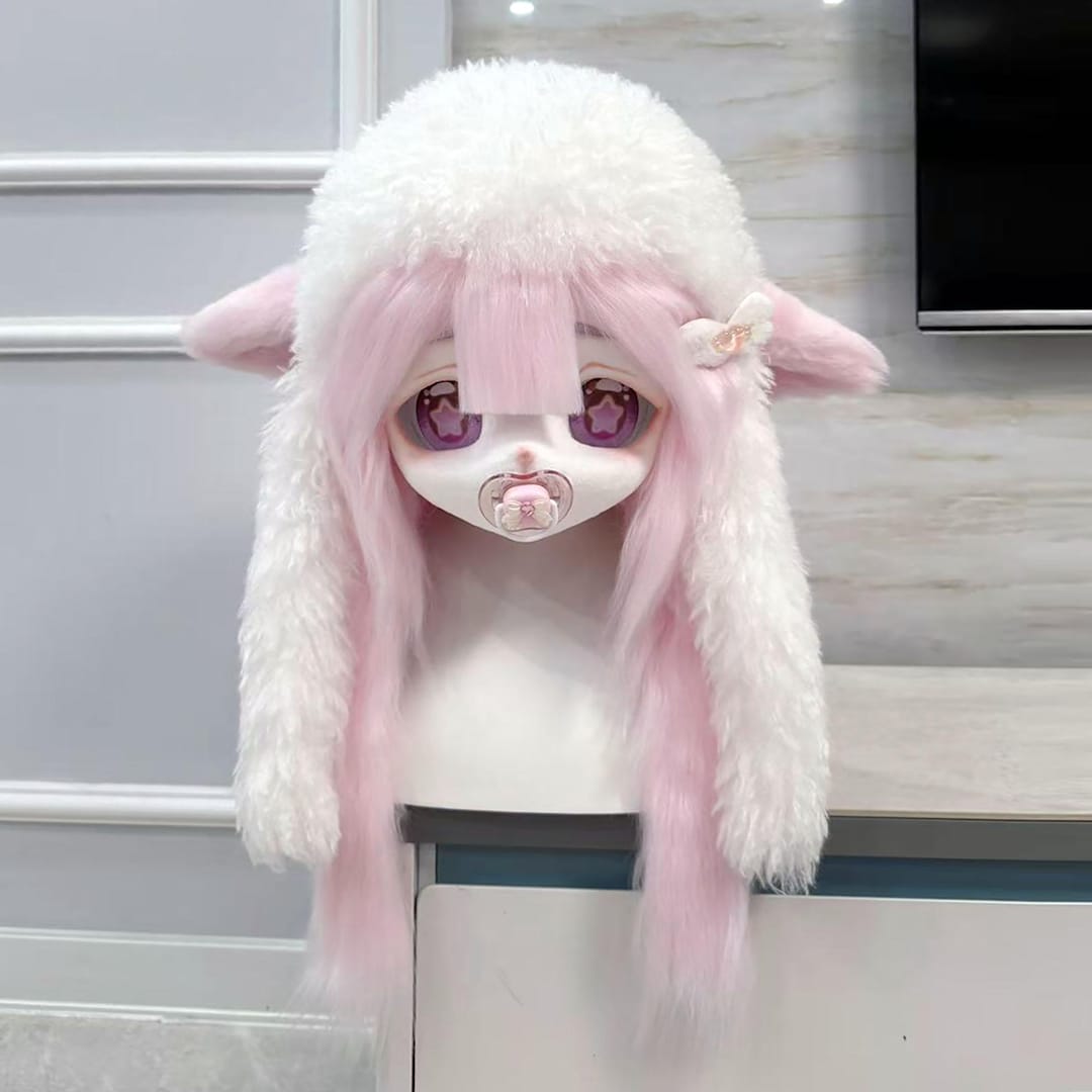 Handmade Kawaii Sheep Fursuit Head With Detachable Pacifier