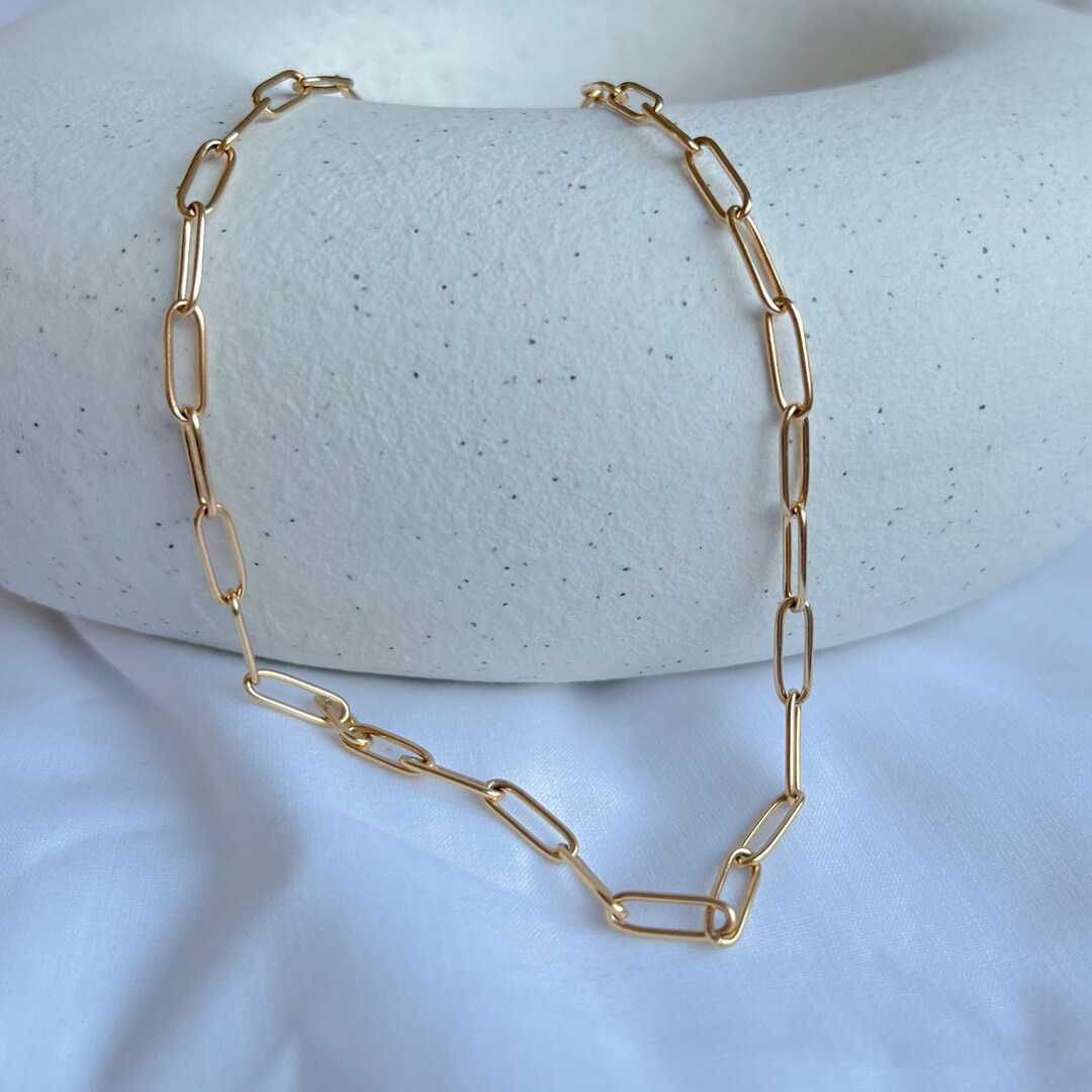 Paperclip Chain Layering Piece Necklace Chain Gold Plated Water Resistant Gold Chain Everyday