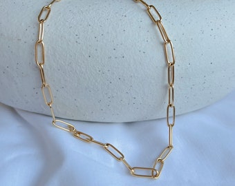 Paperclip chain | layering piece | necklace | chain | gold plated | water resistant | gold chain | Everyday necklace