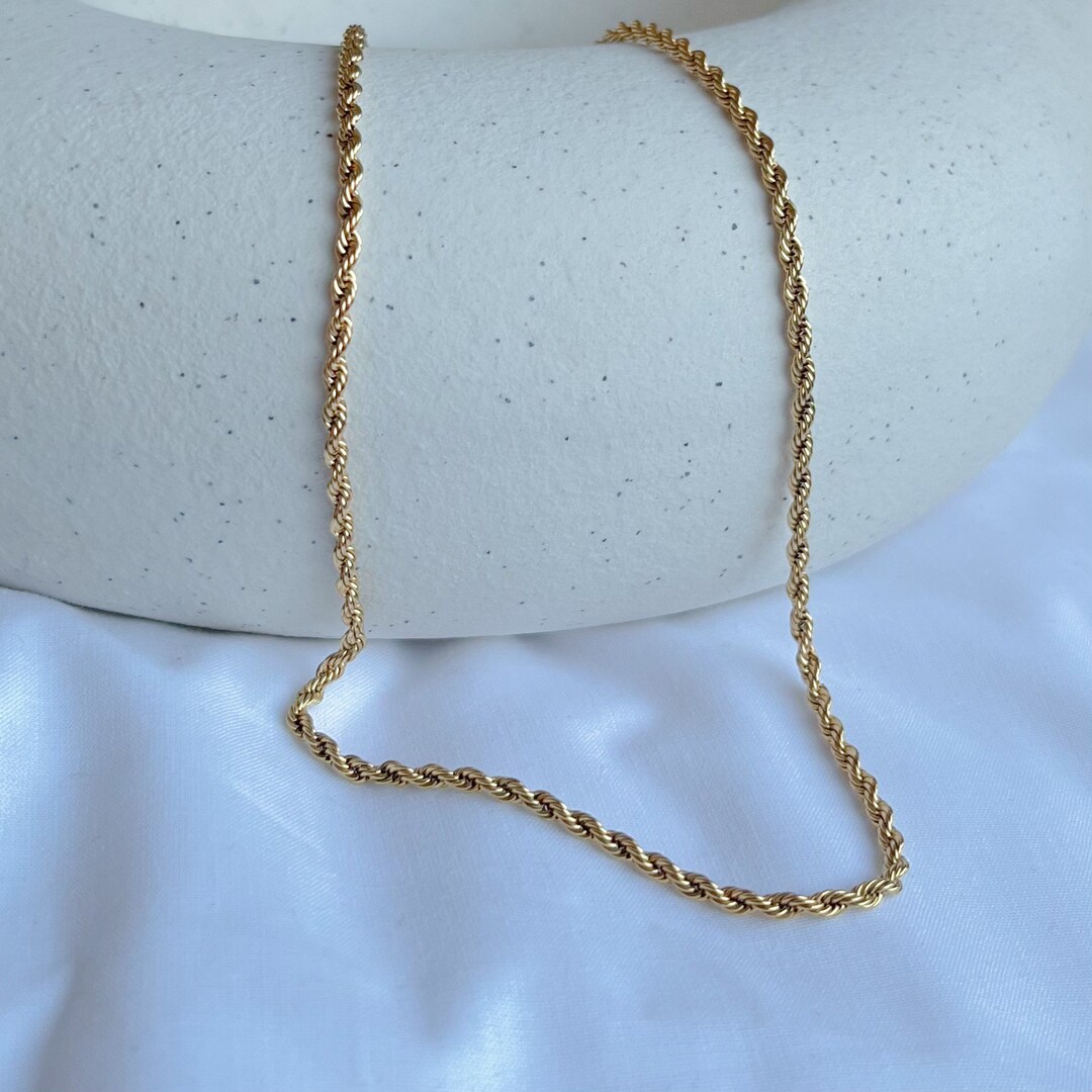 Gold Twist Chain | Thin Rope Chain, Everyday Jewellery, Water Resistant ...