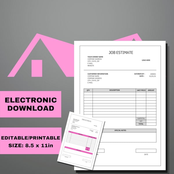 Construction Bid Proposal Etsy