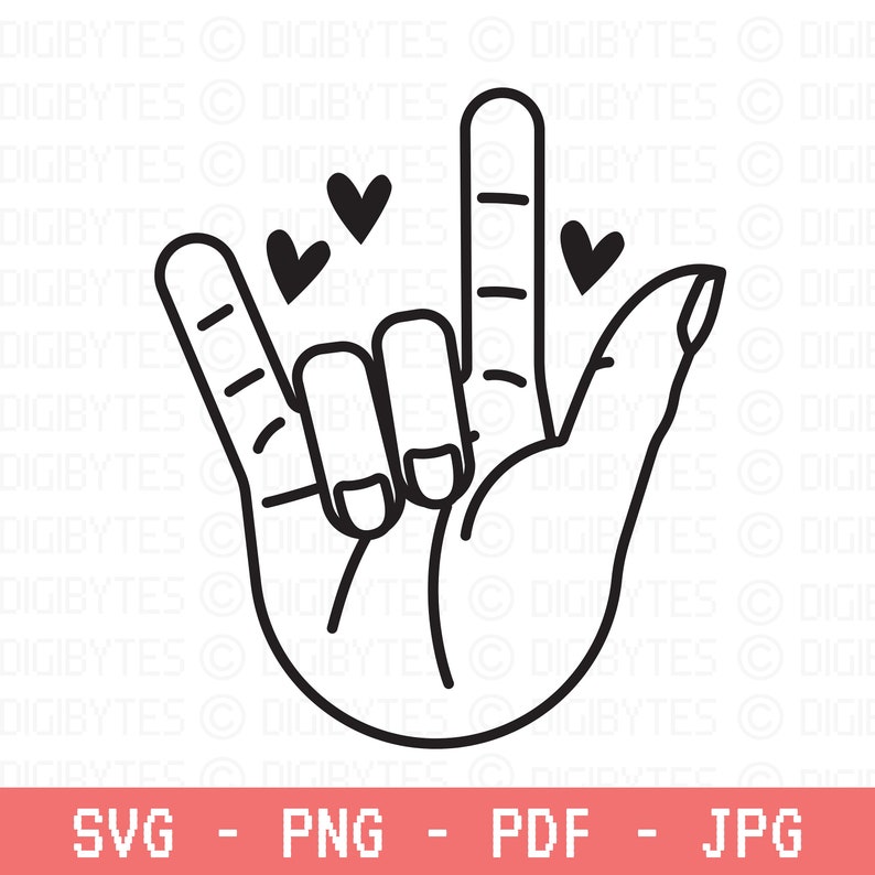 I Love You Hand Sign Svg, ASL, Sign Language Svg. Vector Cut File