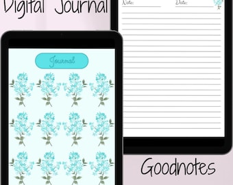 Diario floral vintage: diseño azul pastel de ensueño - Imprimible digitalmente